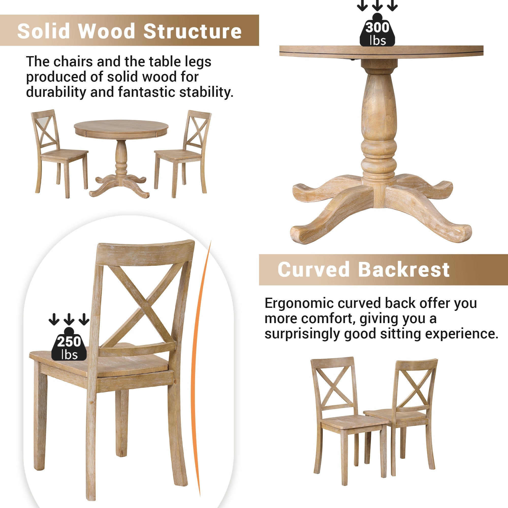 5 Piece Kitchen Table Set for Dining Room ( 4 Chairs + 1 Round Table)