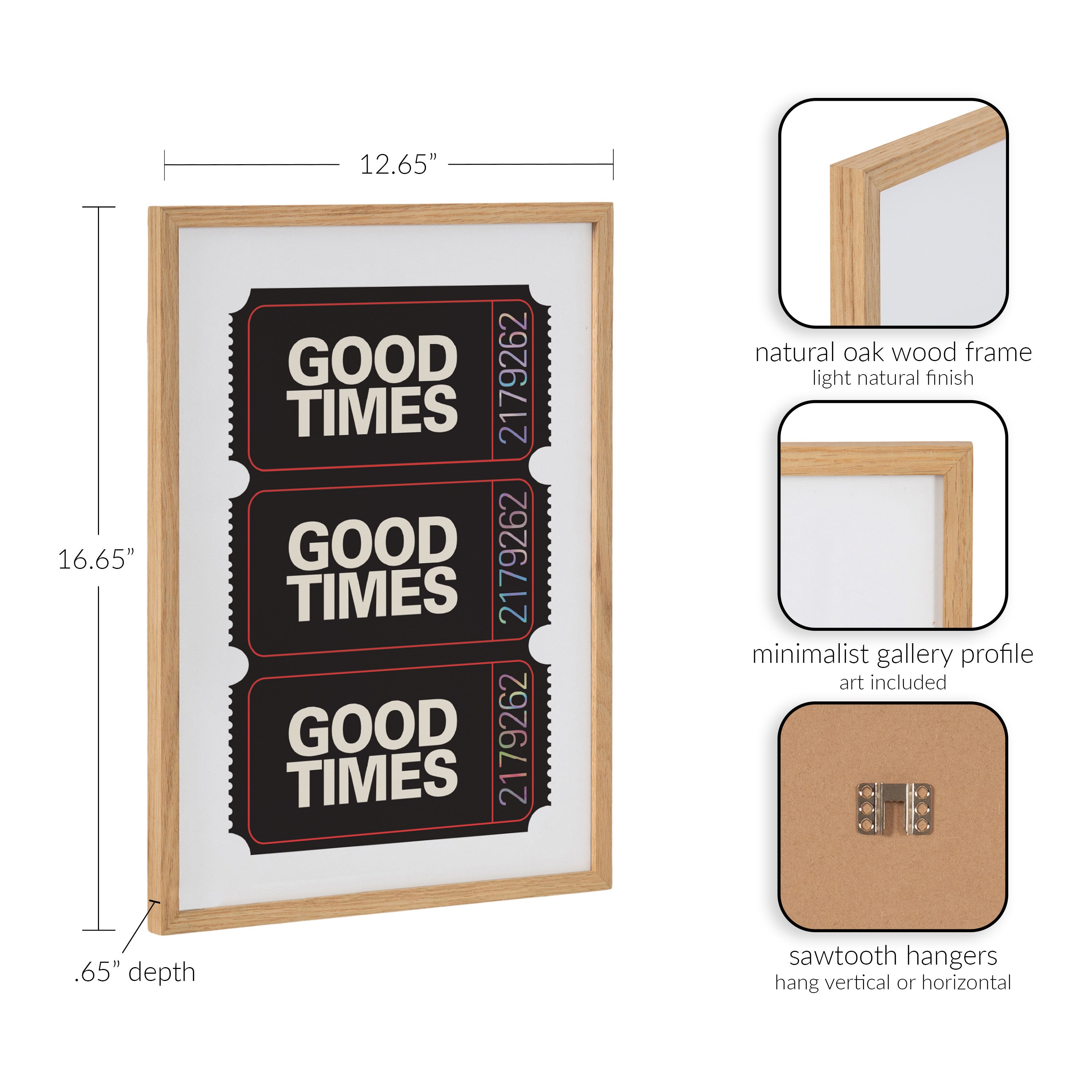 Gallery Preppy Retro Positive Quote Good Times Ticket Print by The Creative Bunch Studio