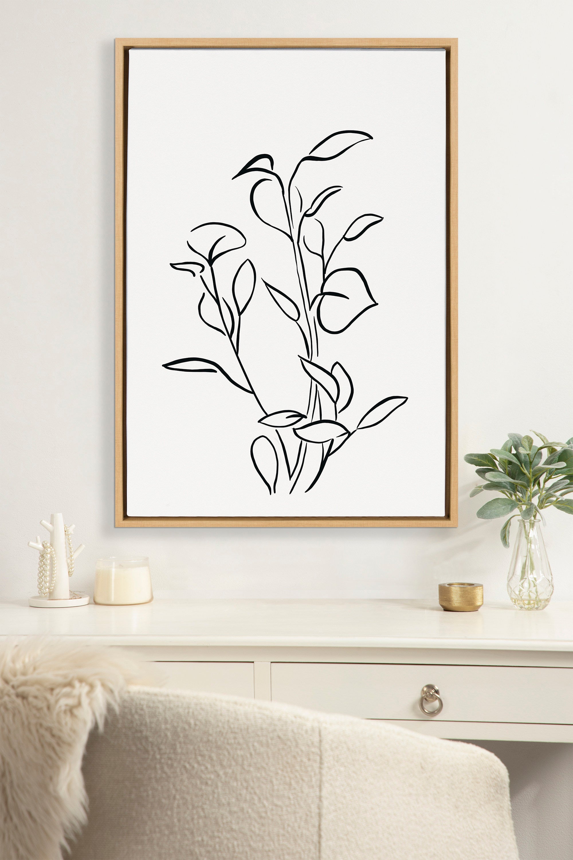Sylvie Botanical Sketch Print No 2 Framed Canvas by The Creative Bunch Studio
