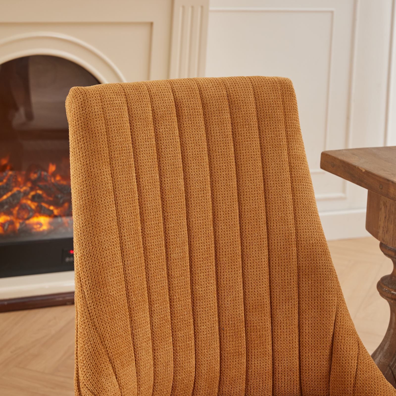 Set of 2 Rayon Cloth Flocking Linen Dining Chairs