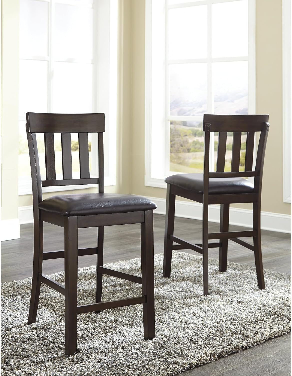 Haddigan 24 Inch Dark Brown Upholstered Bar Stool Set Of 2