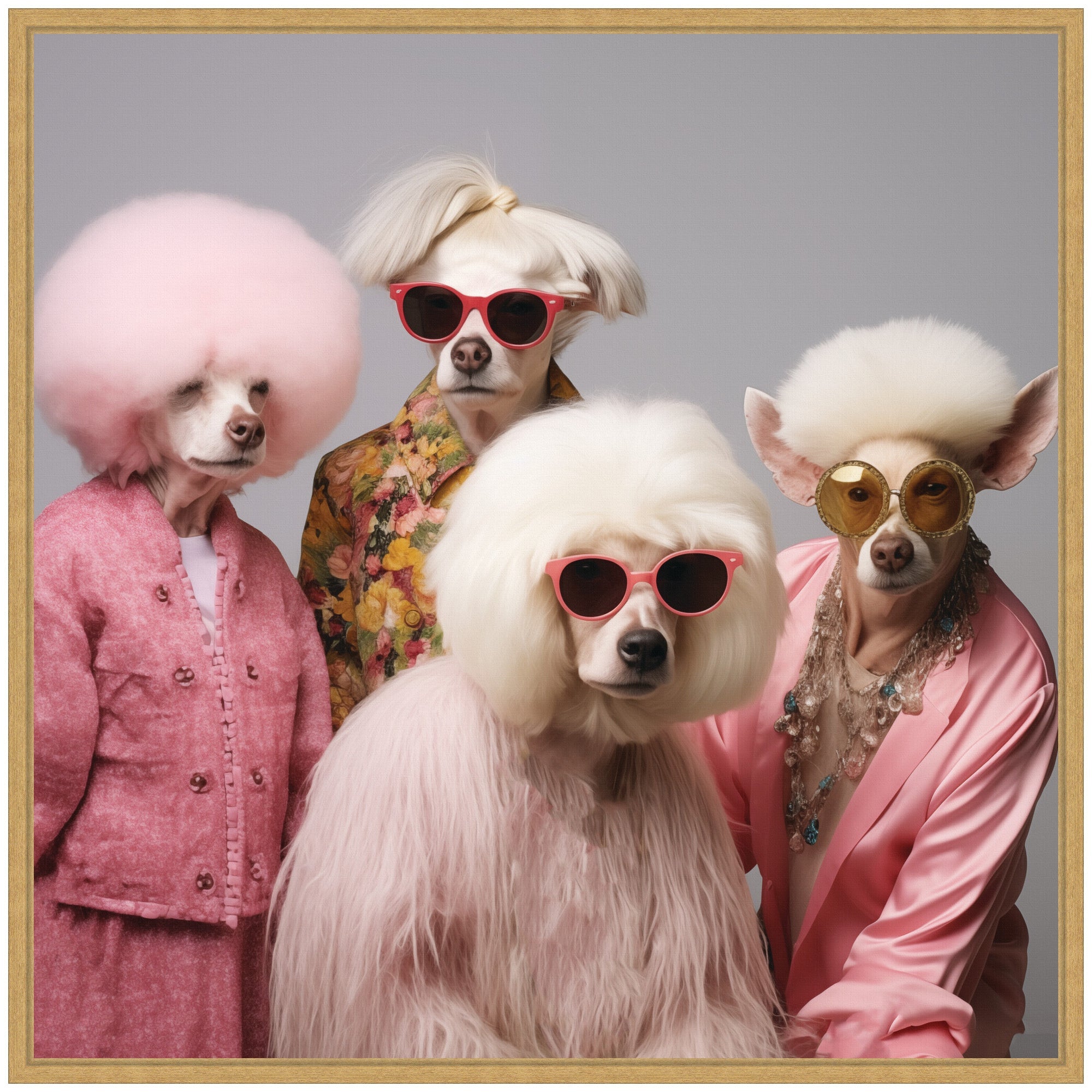 Sylvie Golden Lady Dogs Framed Canvas by The Creative Bunch Studio