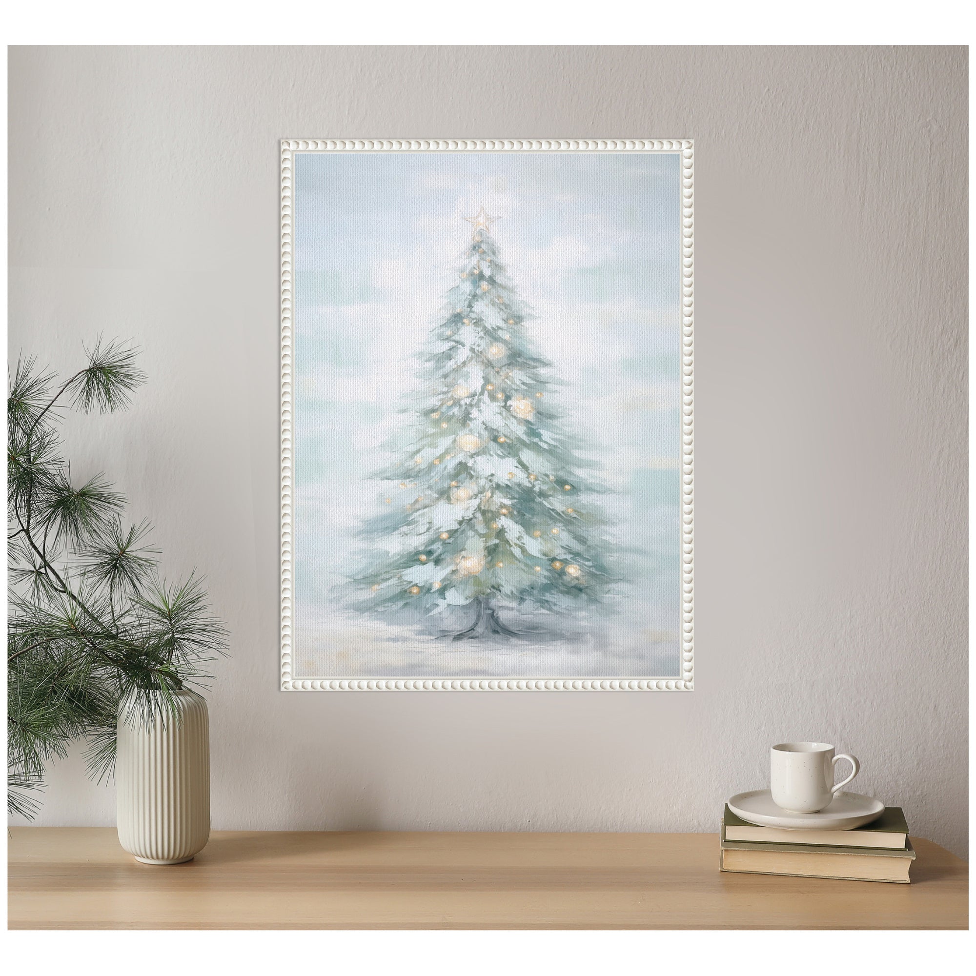 Sylvie Beaded Pastel Tree Framed Canvas by The Creative Bunch Studio