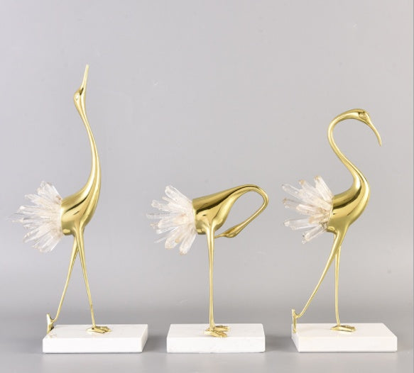 Modern Light Luxury Bronze Crane Ornaments