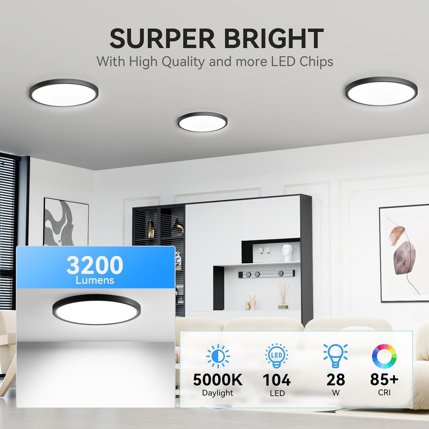 12 Pack 12 Inch Slim LED Flush Mount Ceiling Lights 5000K