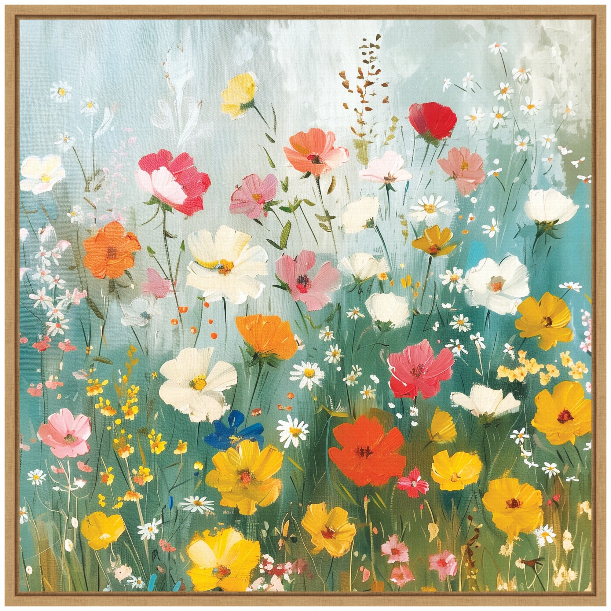 Sylvie Boho Wildflower Garden Framed Canvas by The Creative Bunch Studio