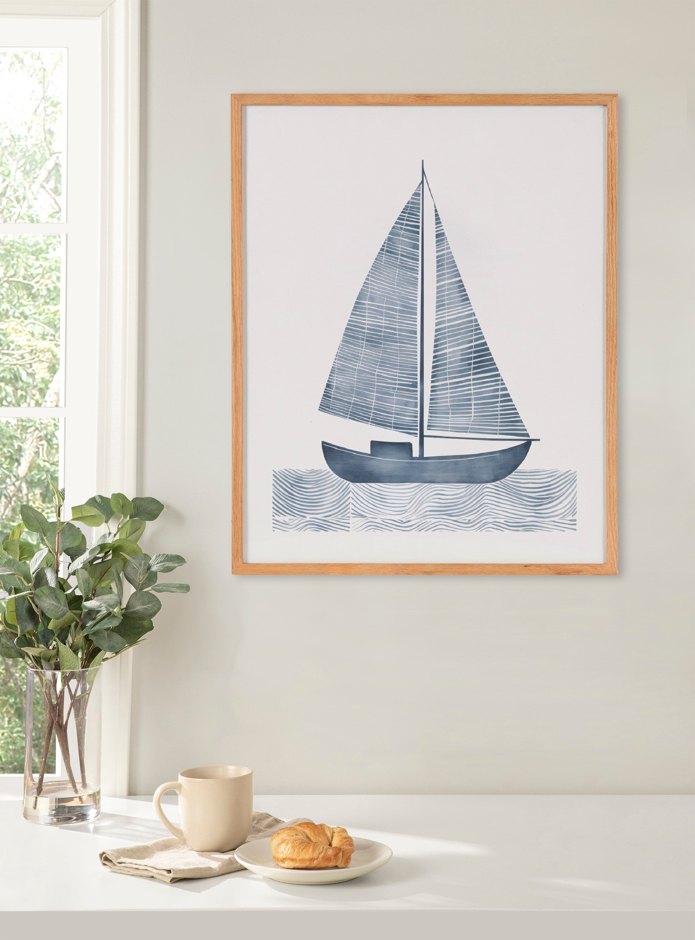 Gallery Nautical Blue Sailboat Print by The Creative Bunch Studio
