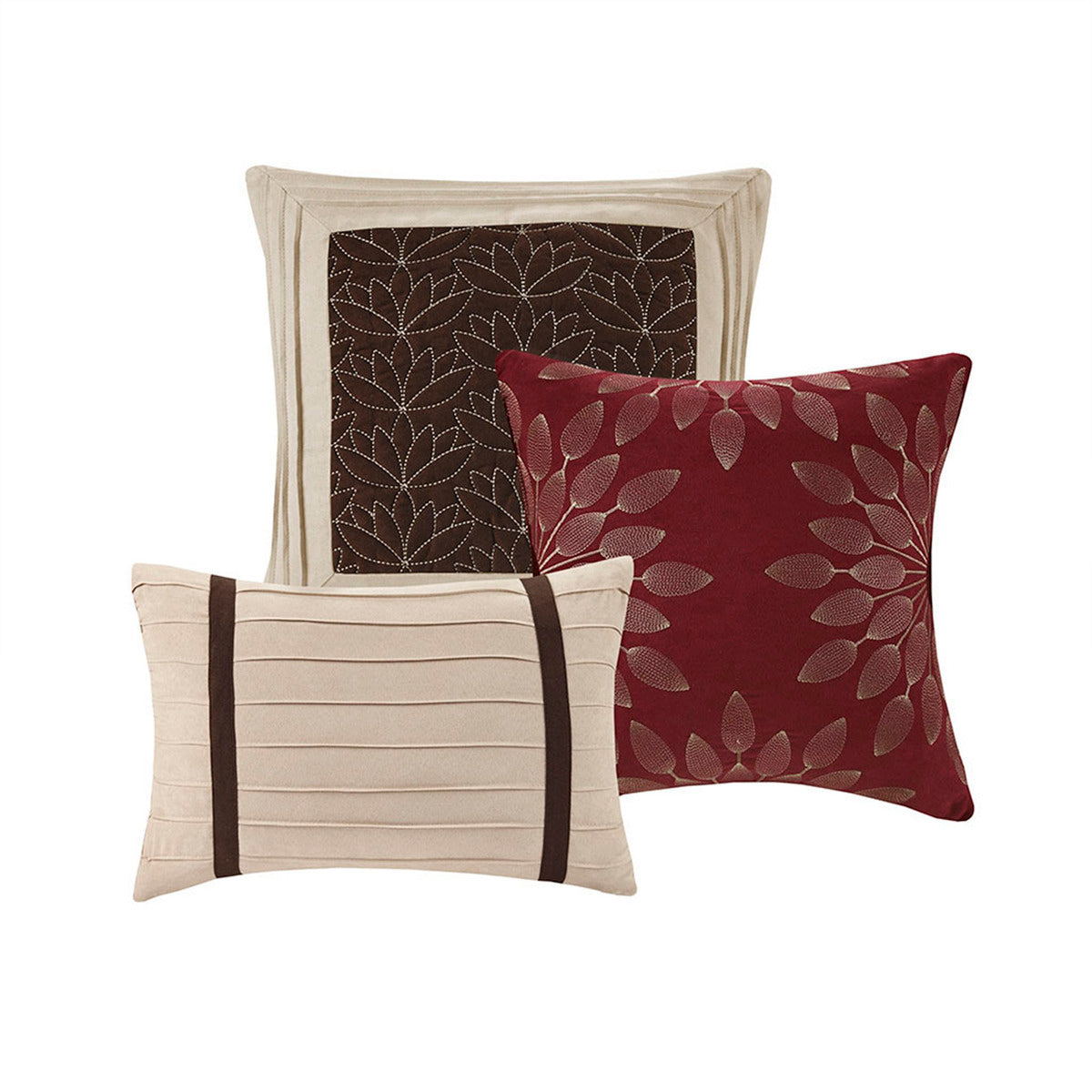 7 PC Pieced Faux Suede Comforter Set Red Queen