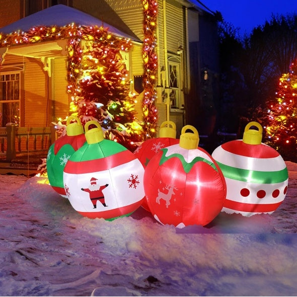 6.9 FT Lighted Christmas Inflatable Decoration, Inflatable Five Christmas Balls, Funny Blow Up Yard Decorations With Built-in LED Lights For Holiday Party Front Yard Lawn Garden Decor