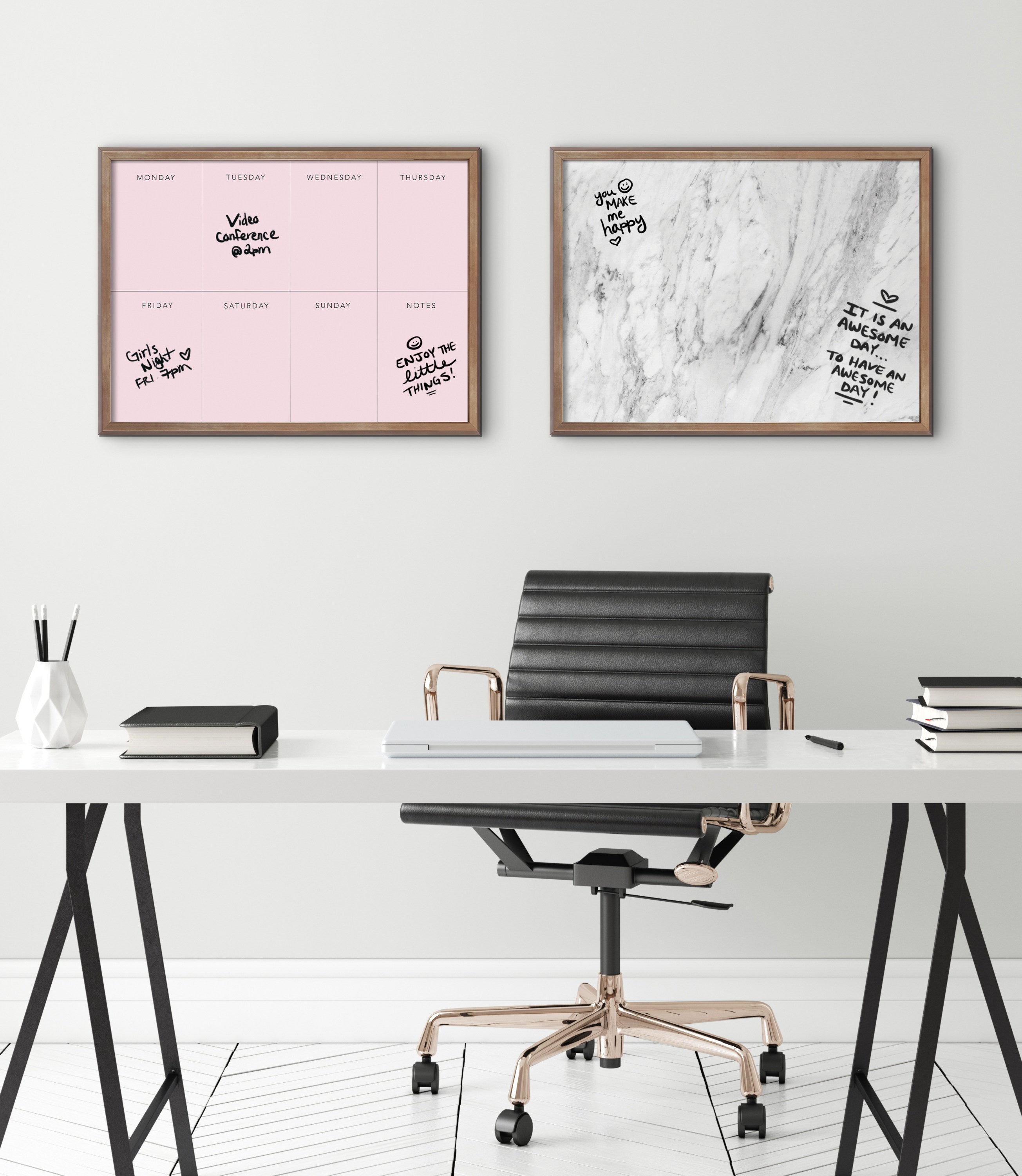 Blake Gray Marble Framed Printed Glass by The Creative Bunch Studio