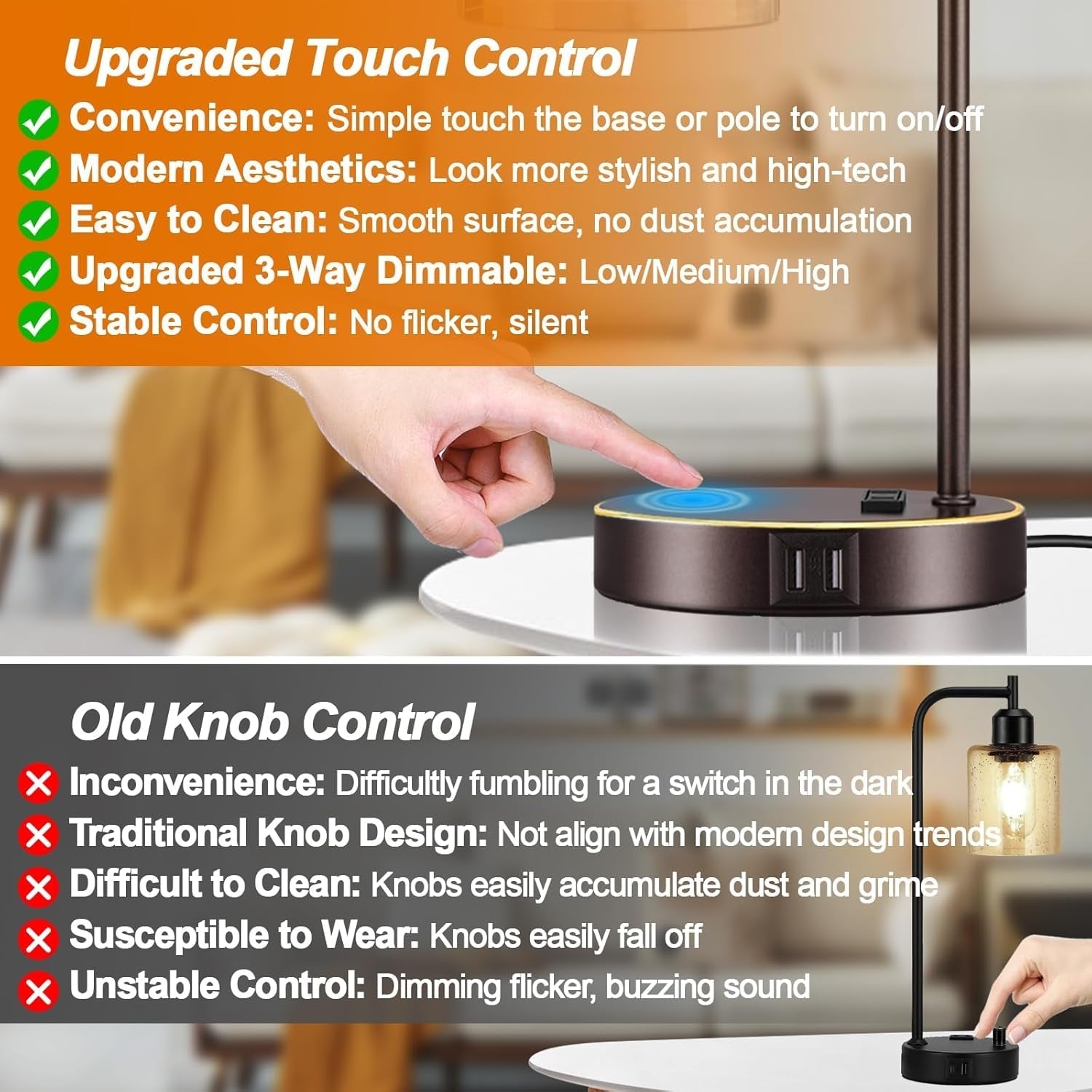 Industrial Touch Table Lamps Set Of 2 Oil Rubbed Bronze