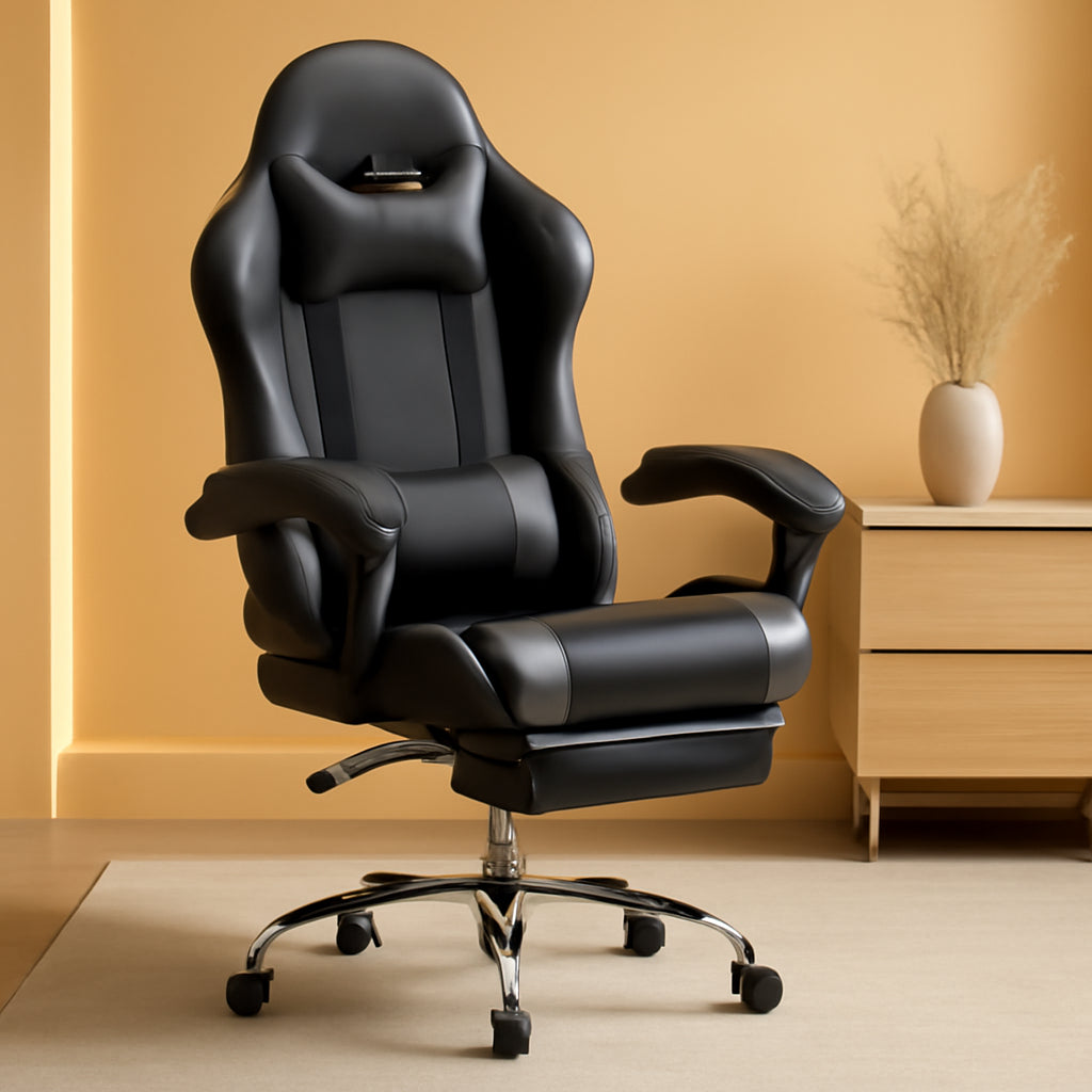 Ergonomic Gaming Chair With Footrest And Lumbar Grey