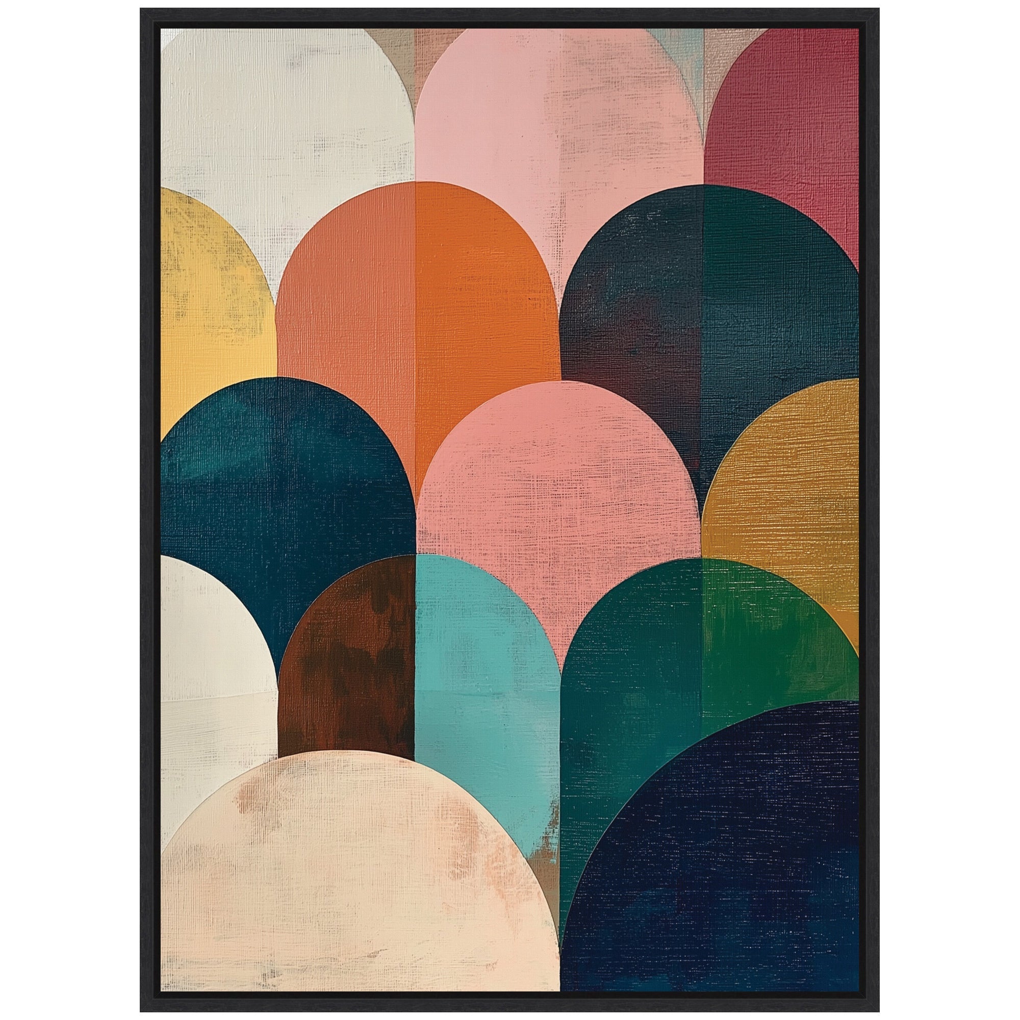 Sylvie Minimalist Geometric Abstract Jewel Tone Framed Canvas by The Creative Bunch Studio