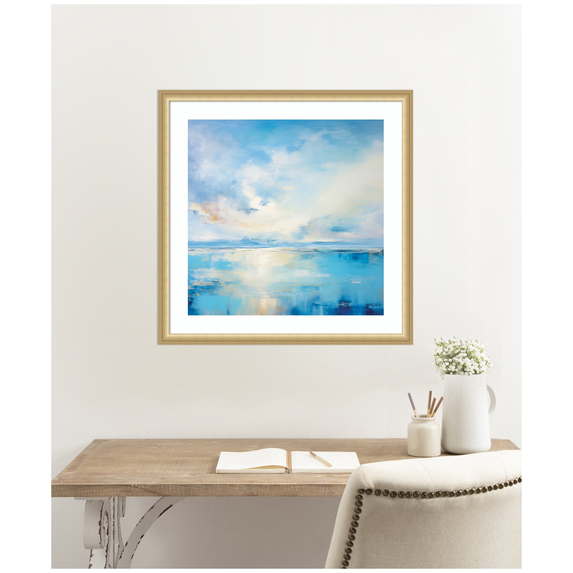 Framed Art Serene Coastal Waters Tranquil Landscape by The Creative Bunch Studio