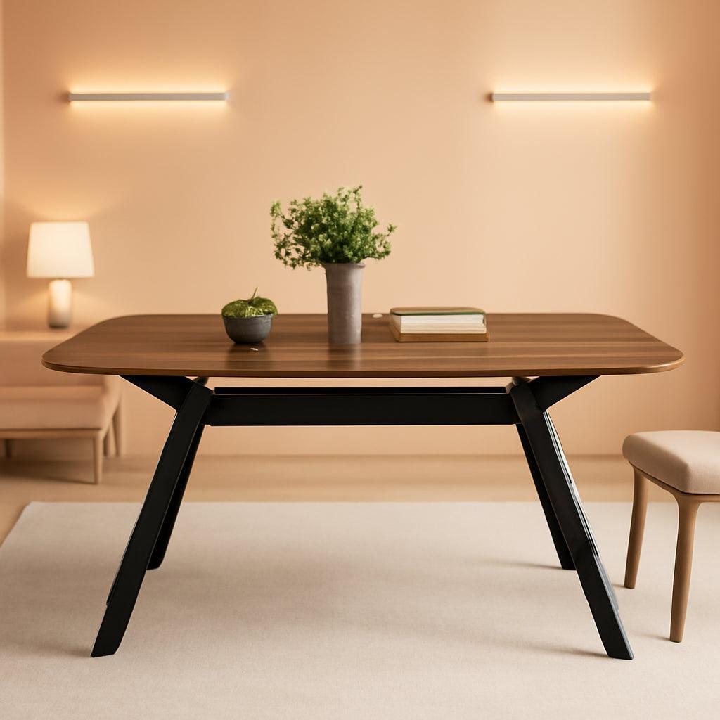 Arley Modern Dining Table For 4 Walnut Brown Solid Wood