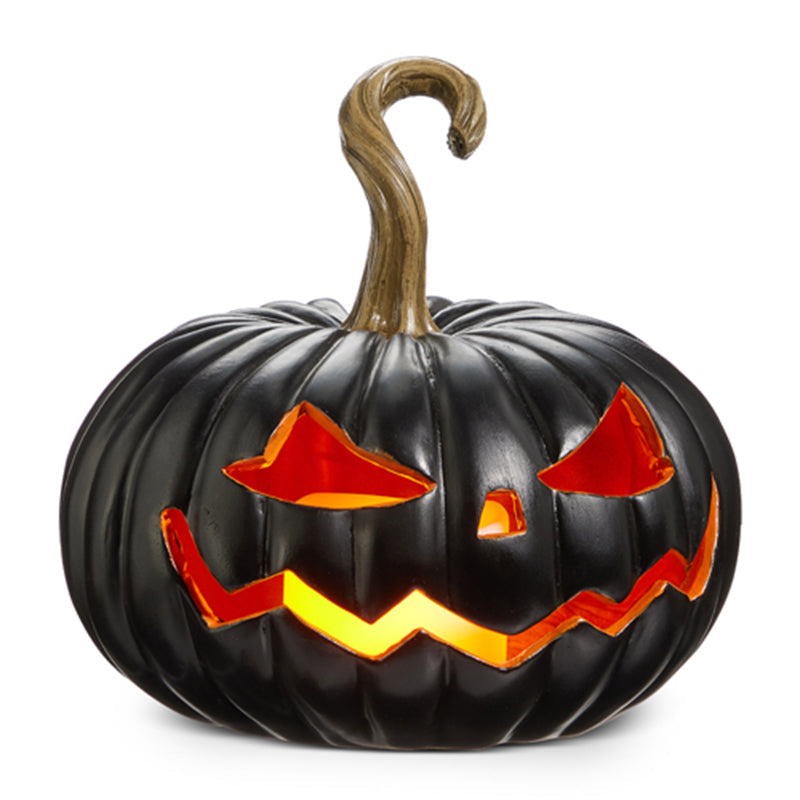 8" Lighted Black Jack O Lantern with 8" Height by Raz Imports-0