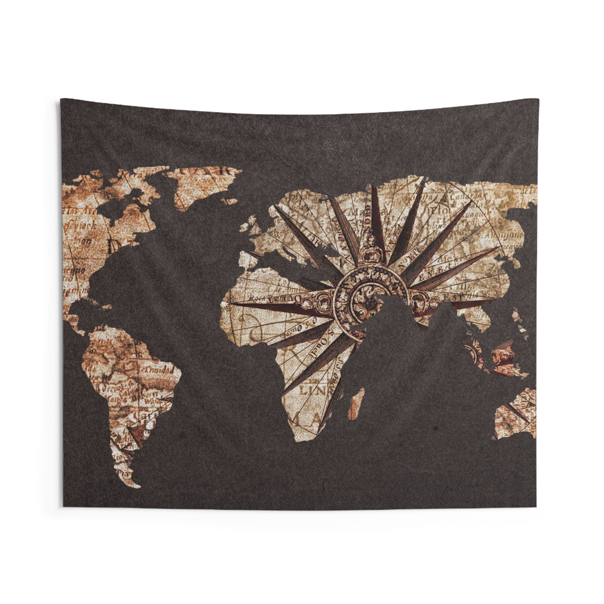 Worldmap Brown Tapestry-0