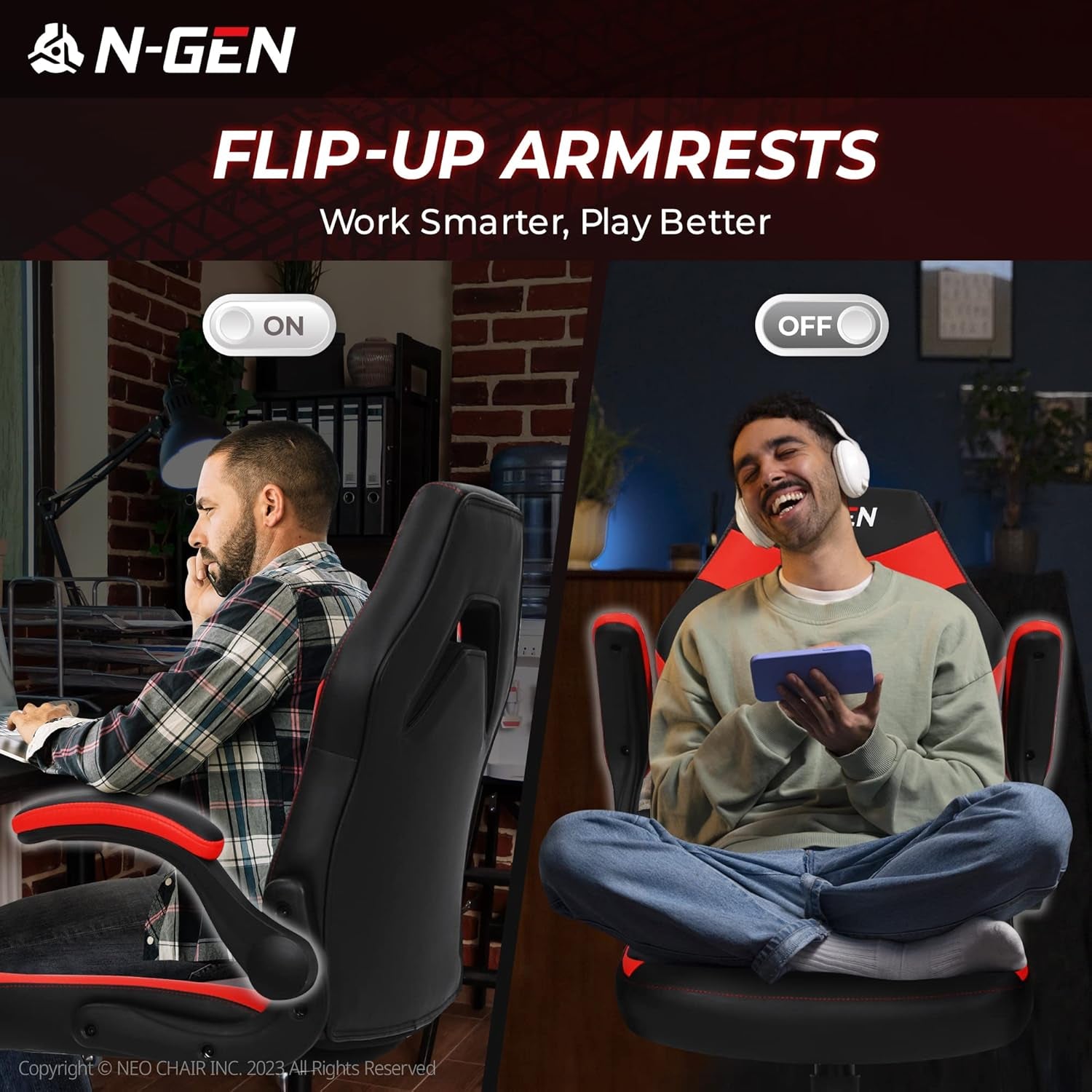 NGEN Gaming Chair With Adjustable Lumbar Support Red