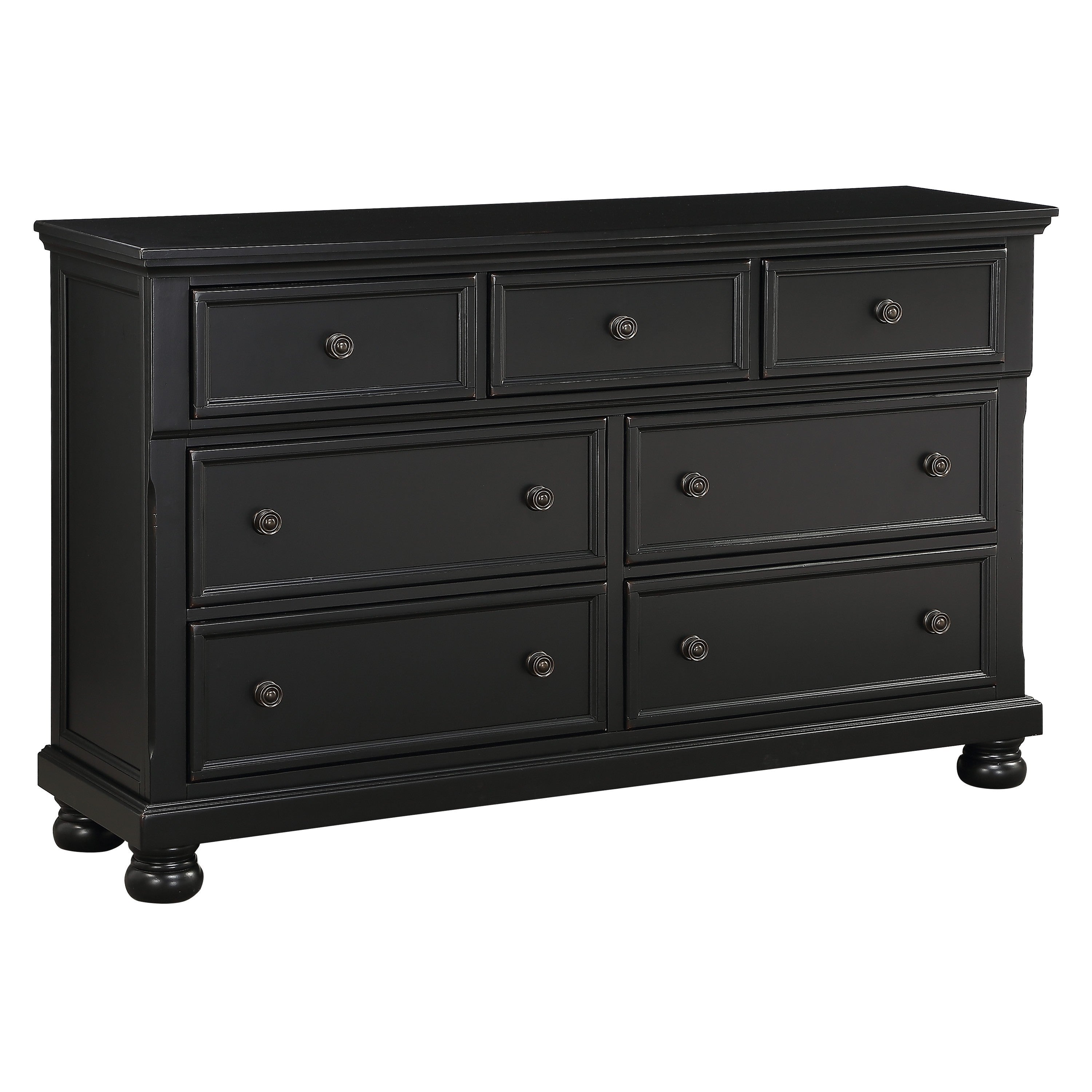 Transitional Black Dresser of 7 Drawers and Jewelry Tray-1