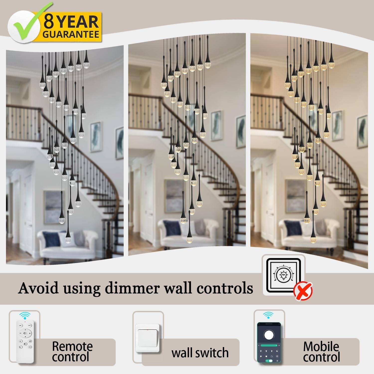 Black 26 Light Crystal Chandelier Adjustable Height-3