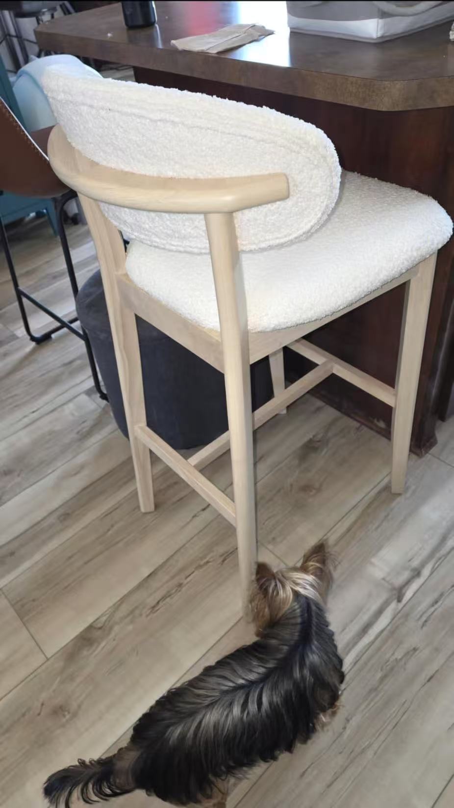 ACTU Bar Stools Set of 2, 30” Upholstered Bar Height Stools, Solid Wood, Mid-Century Modern