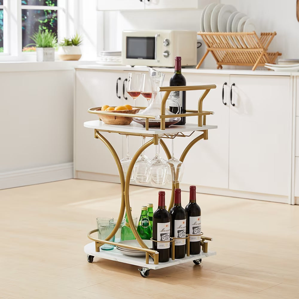 Elegant 2-Tier Entertainer: The Ultimate Bar Cart for Stylish Hosting