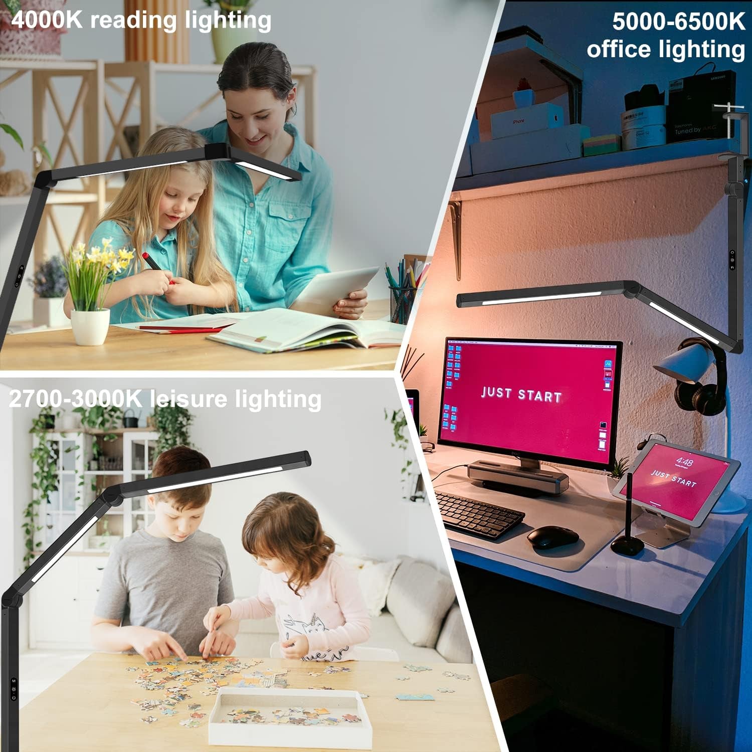 LED Desk Lamp With Clamp And Swing Arm 4 CCT Modes