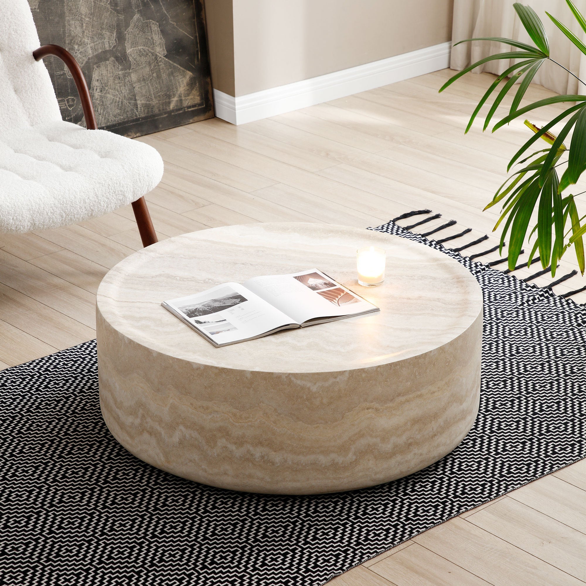 Round Faux Pattern Coffee Tables-3