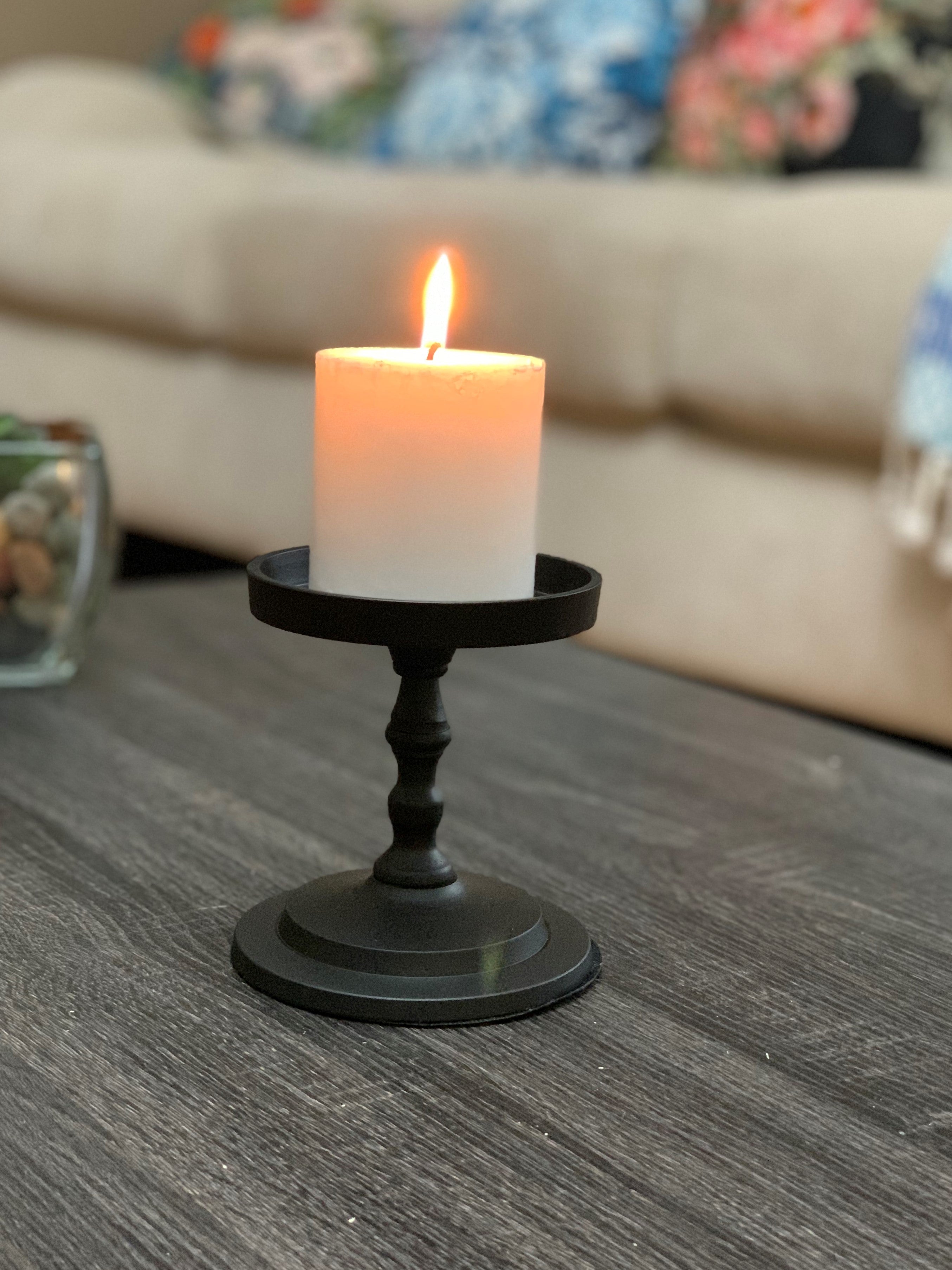 Vibhsa Pillar Candle Holder - Matte Black (4.5"H)