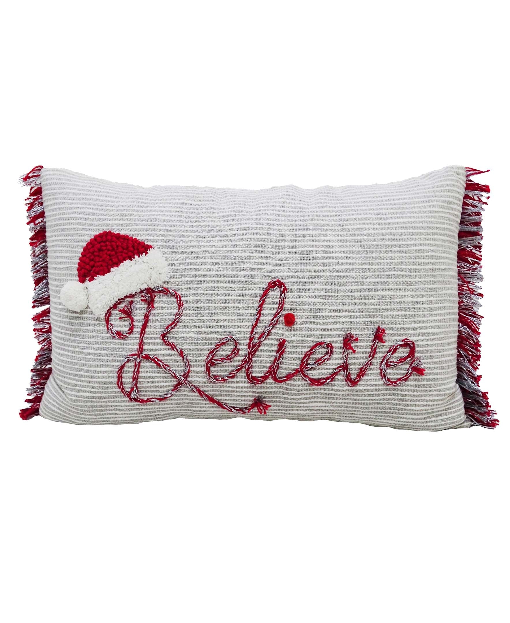 Christmas Throw Pillow for couch- Believe 14" x 24"