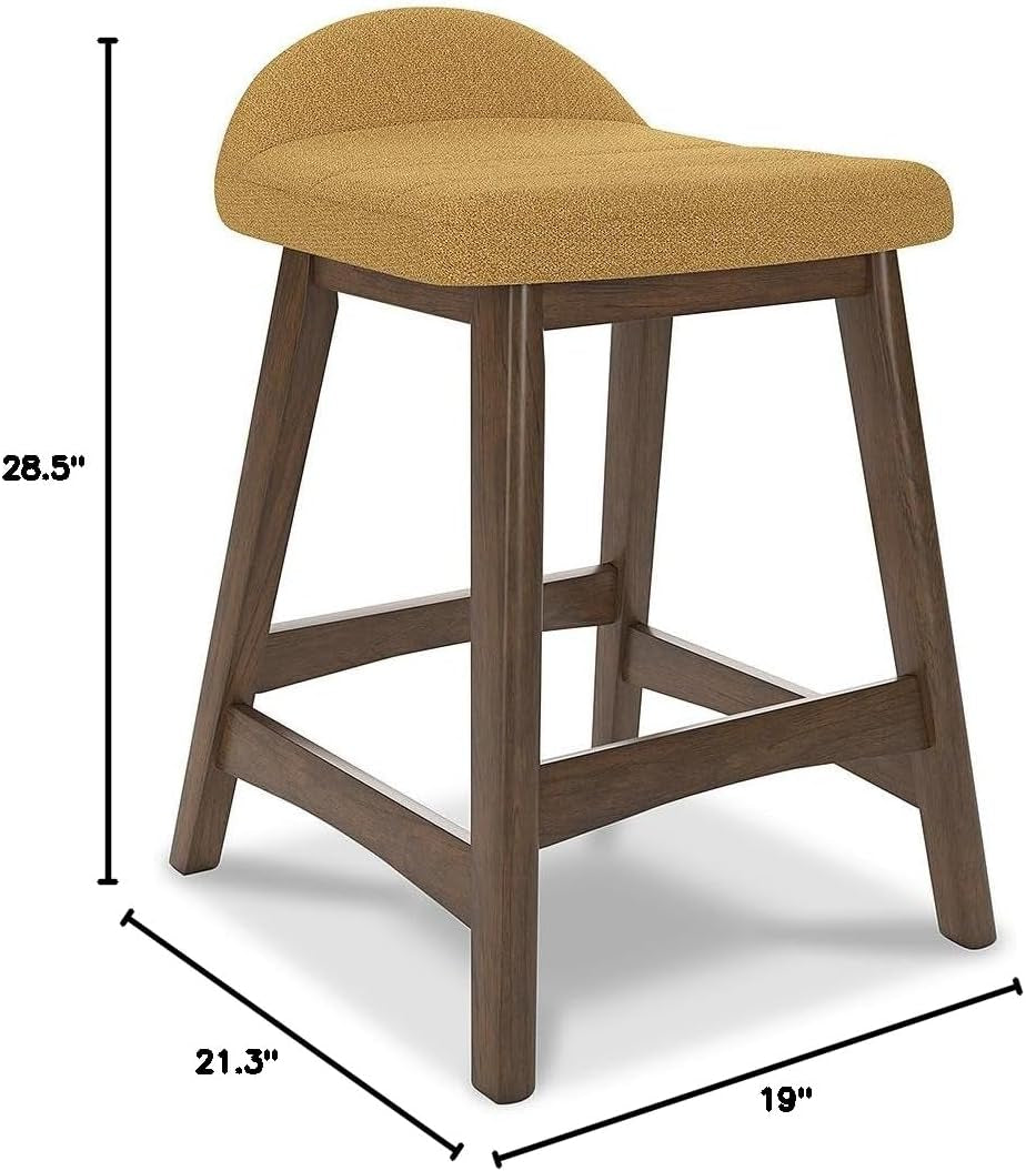 Mustard Brown Upholstered Counter Height Bar Stool Set Of 2