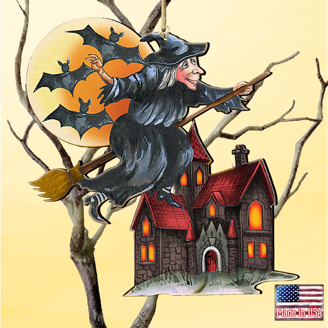 Witch Halloween Wooden Ornaments by G. DeBrekht | Thanksgiving Halloween Decor - 8114010-2