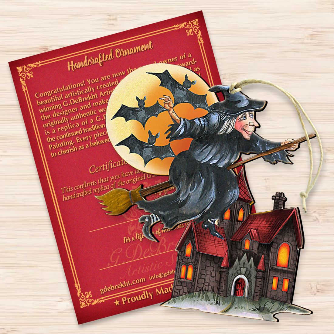 Witch Halloween Wooden Ornaments by G. DeBrekht | Thanksgiving Halloween Decor - 8114010-3