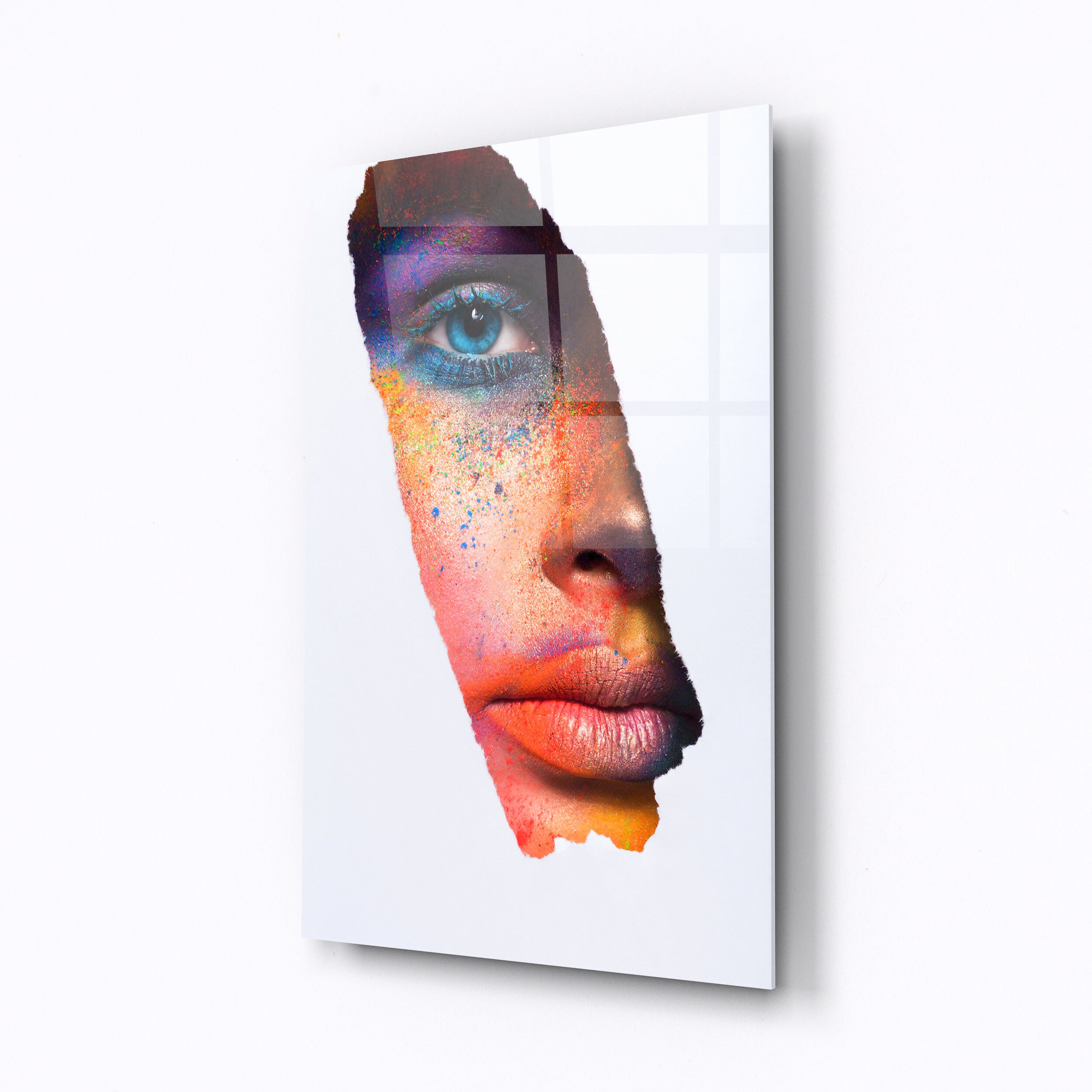 Tempered glass wall art Half face-0