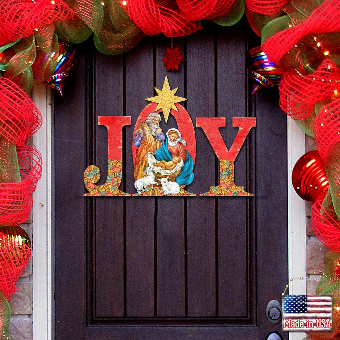 Regal Joy Nativity Christmas Nativity Door Decor by G. DeBrekht | Nativity Holiday Decor - 8121456H-0