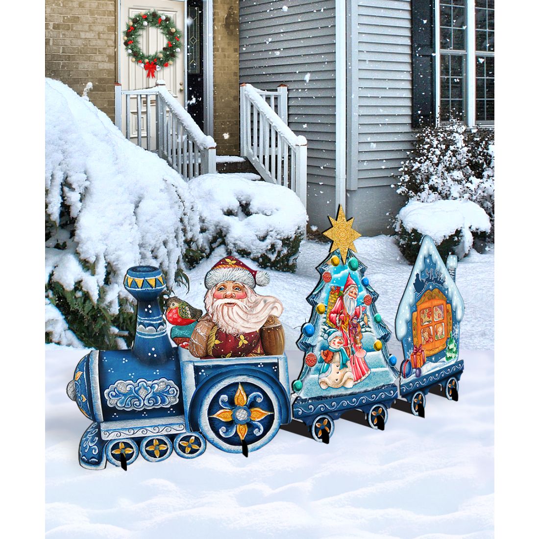 Santa Holiday Express Christmas Outdoor Décor by G. DeBrekht | Christmas Santa Snowman Décor - 8129211F-S3-0