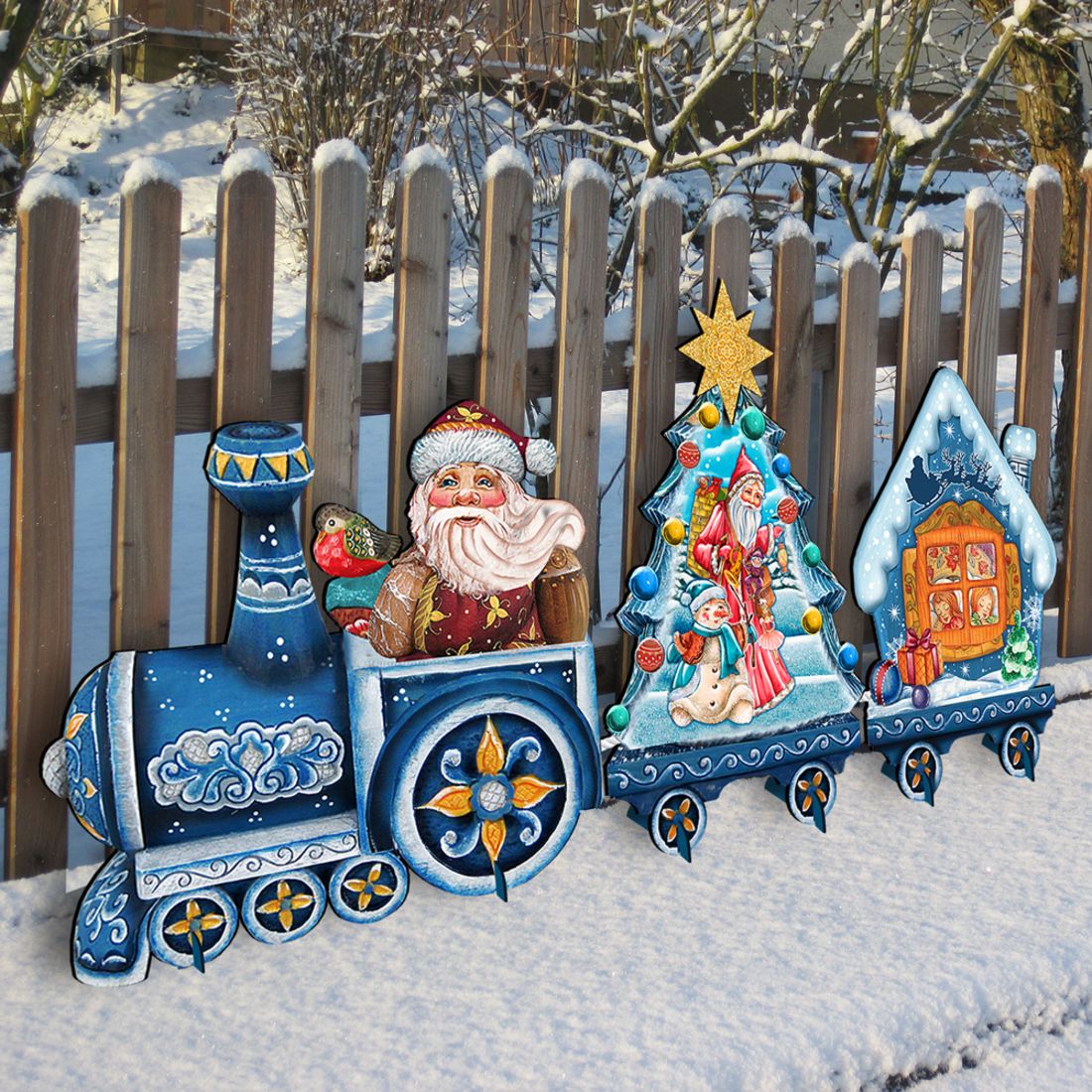 Santa Holiday Express Christmas Outdoor Décor by G. DeBrekht | Christmas Santa Snowman Décor - 8129211F-S3-1