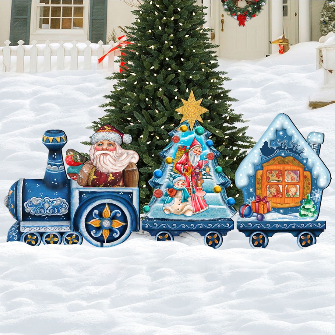 Santa Holiday Express Christmas Outdoor Décor by G. DeBrekht | Christmas Santa Snowman Décor - 8129211F-S3-2