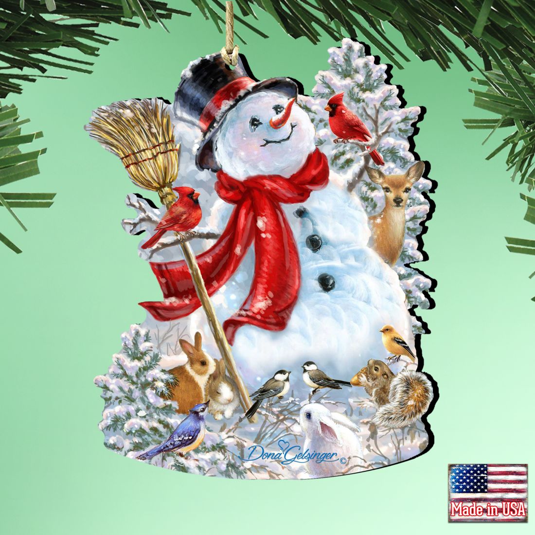 Old Worlds Snowman  Wooden Ornaments by Gelsinger | Christmas Santa Snowman Decor - 8161026-1624-1