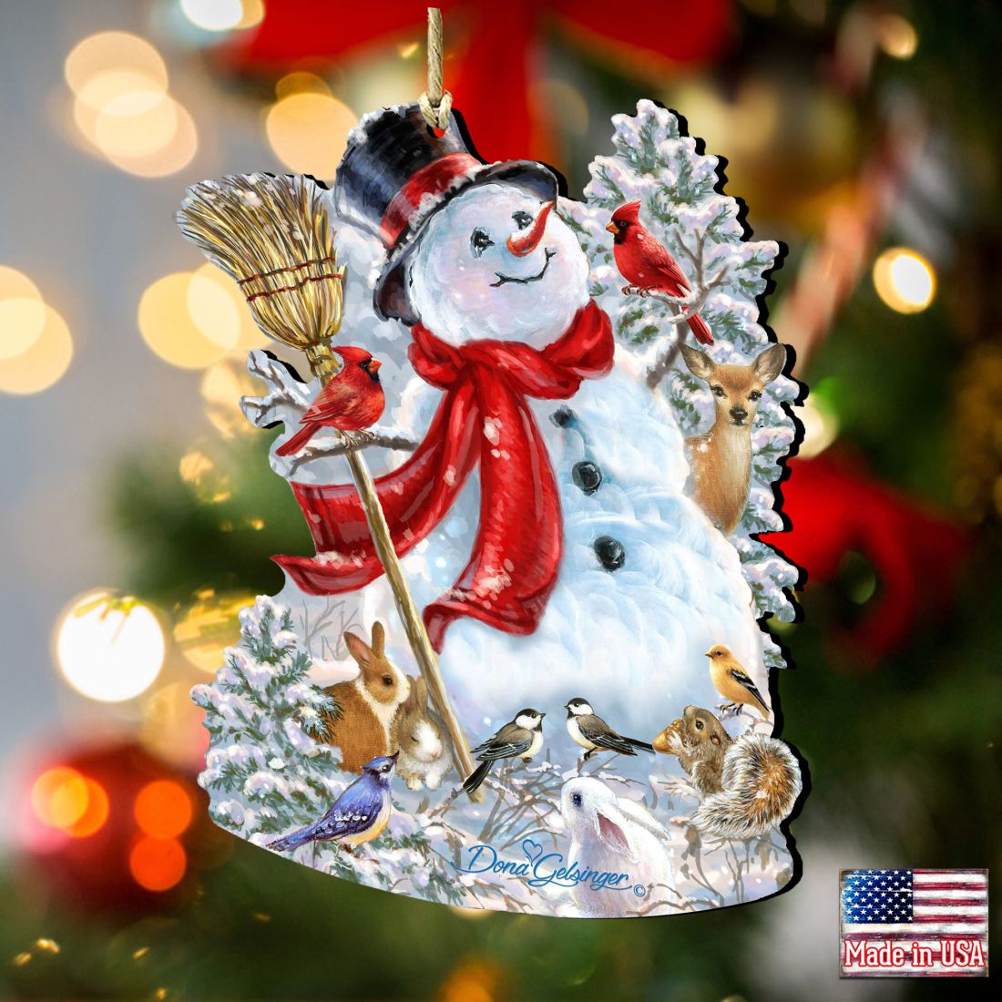 Old Worlds Snowman  Wooden Ornaments by Gelsinger | Christmas Santa Snowman Decor - 8161026-1624-2