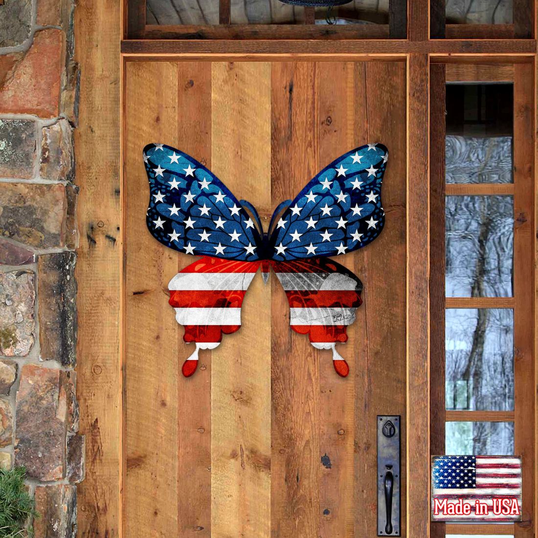 USA Butterfly Holiday Door Decor by G. DeBrekht | American Christmas Decor - 8187127H-0