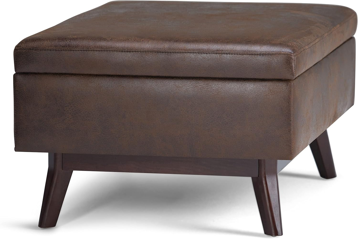 Mid Century Distressed Chestnut Lift Top Coffee Table Ottoman