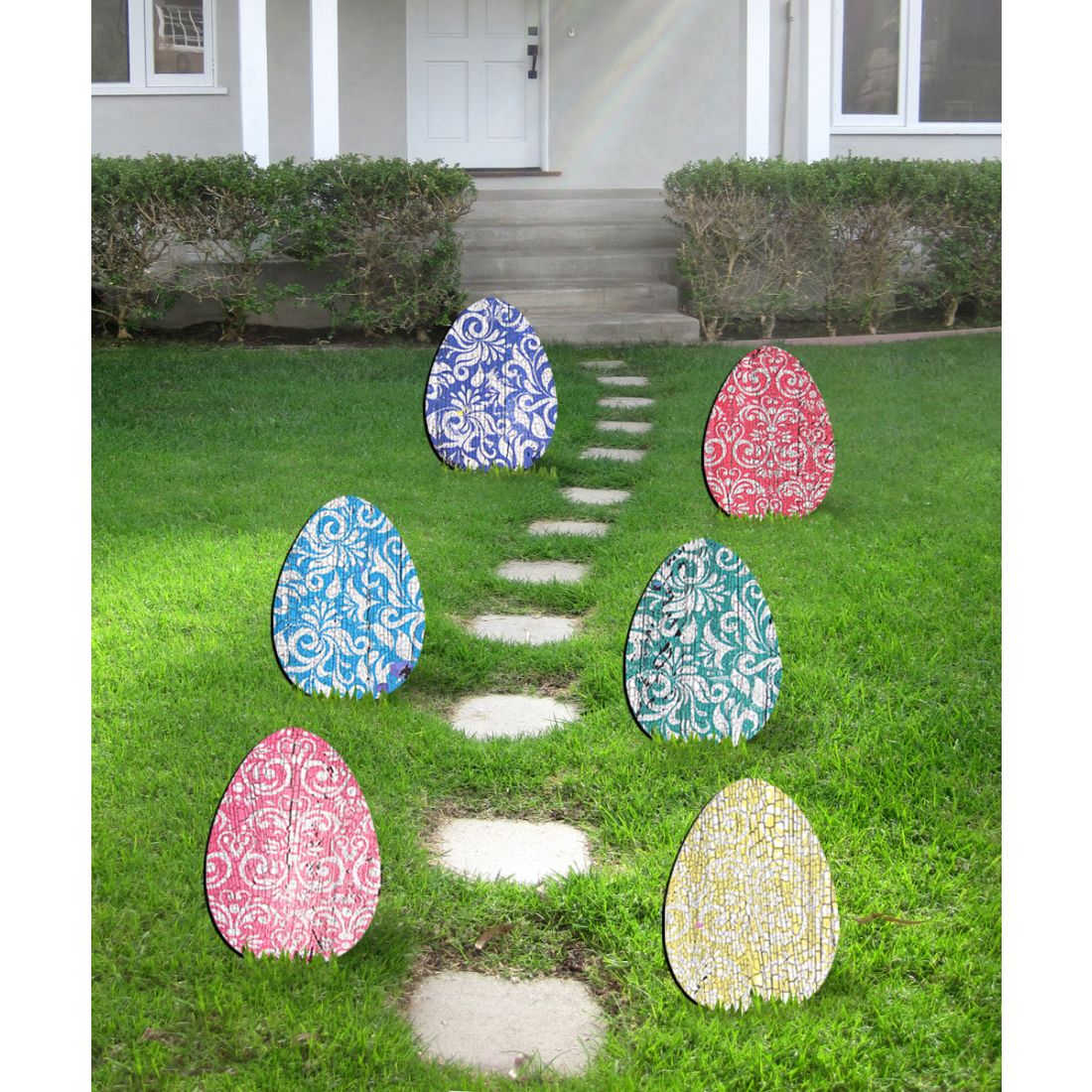 Easter Rainbow Rustic Eggs Garden Décor Set of 3 by G. DeBrekht | Easter Spring Décor - 8198712-2M-S6-0