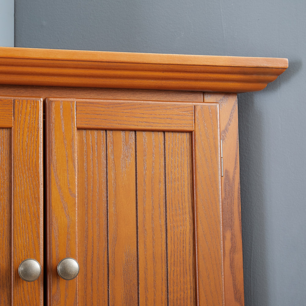 72" Corner Kitchen Pantry Cabinet | 4-Tier Tall Storage with 8 Doors & Shelves — Farmhouse Oak