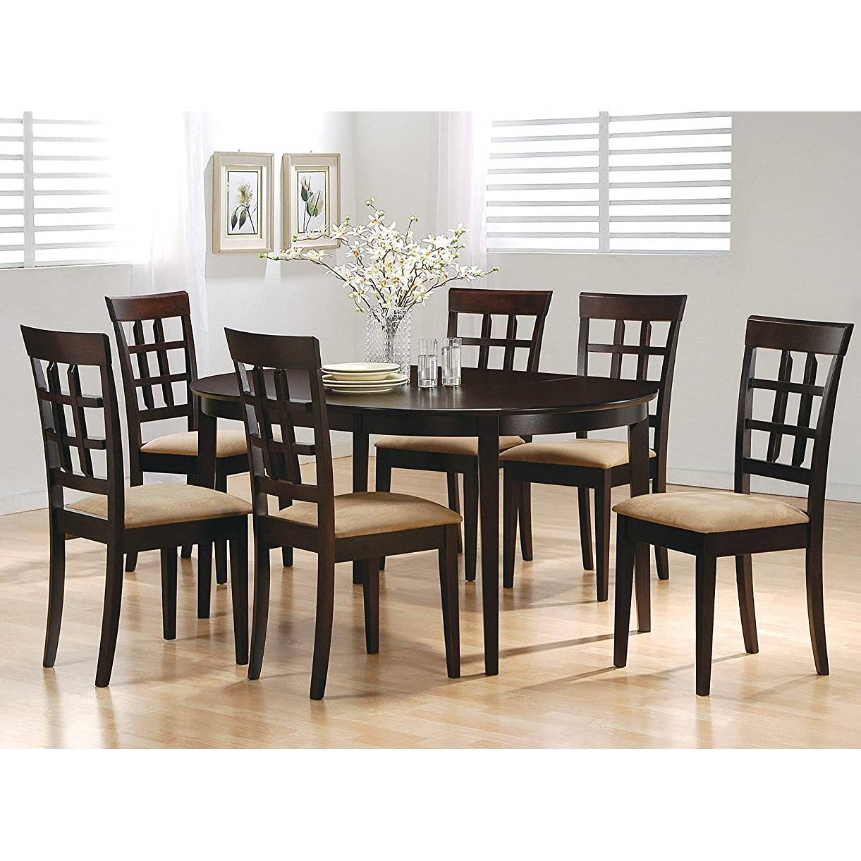 Contemporary Oval Dining Table in Dark Brown Cappuccino Wood Finish-2