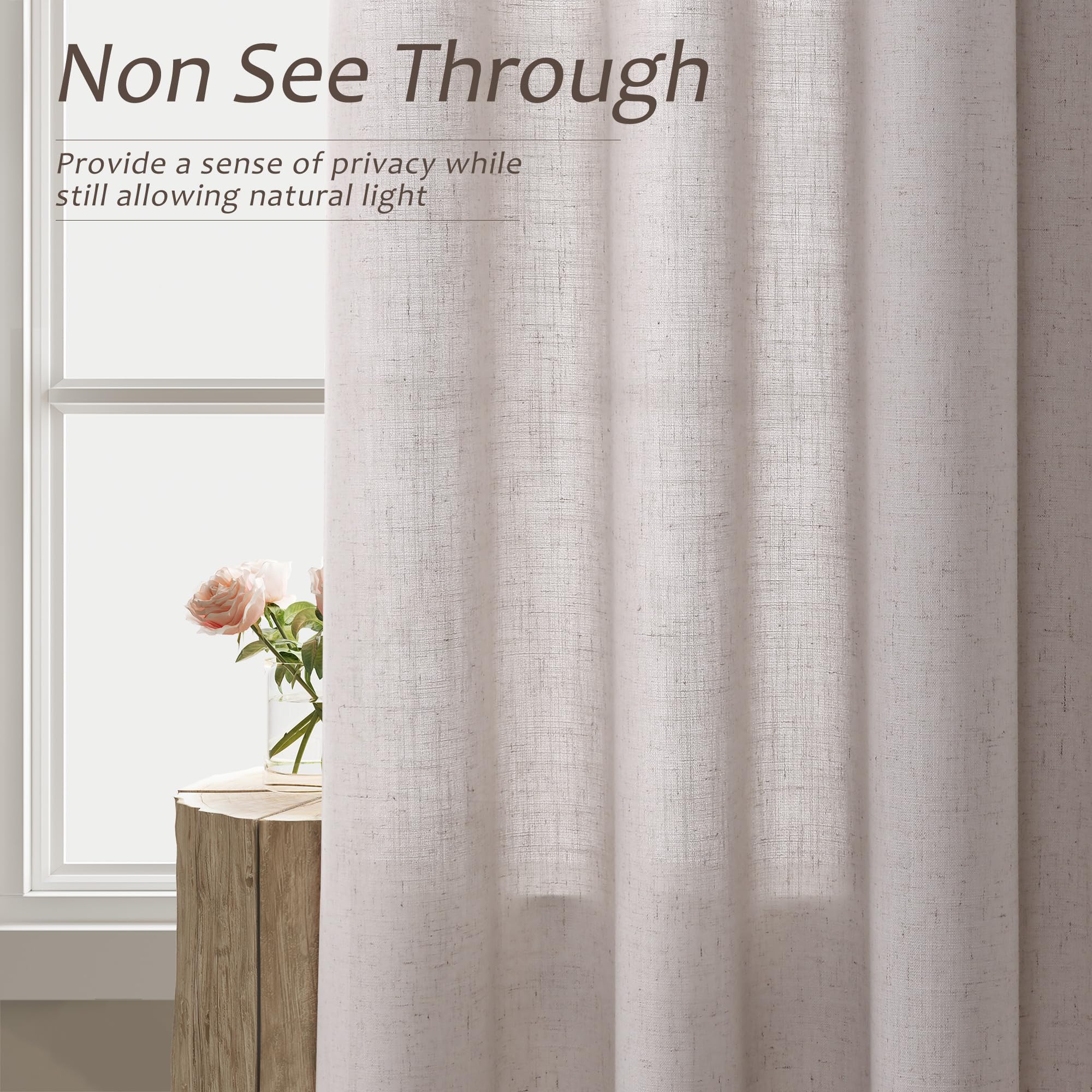 Aersas Champagne Linen Curtains 52x108in 2 Panels Grommet Light Filtering