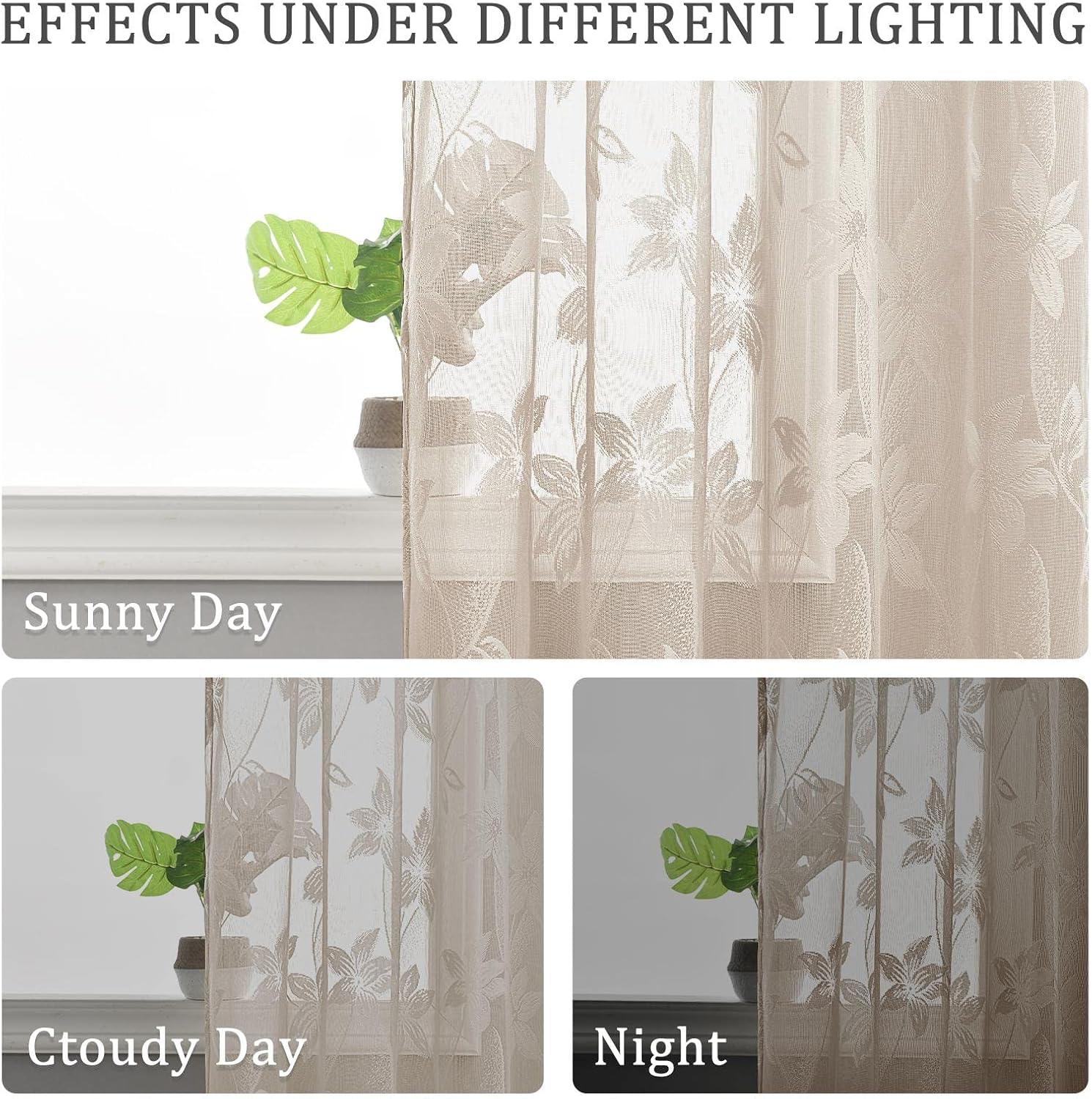 Custom Curtains: Lace Sheer Curtains, Set of 2 Panels-3