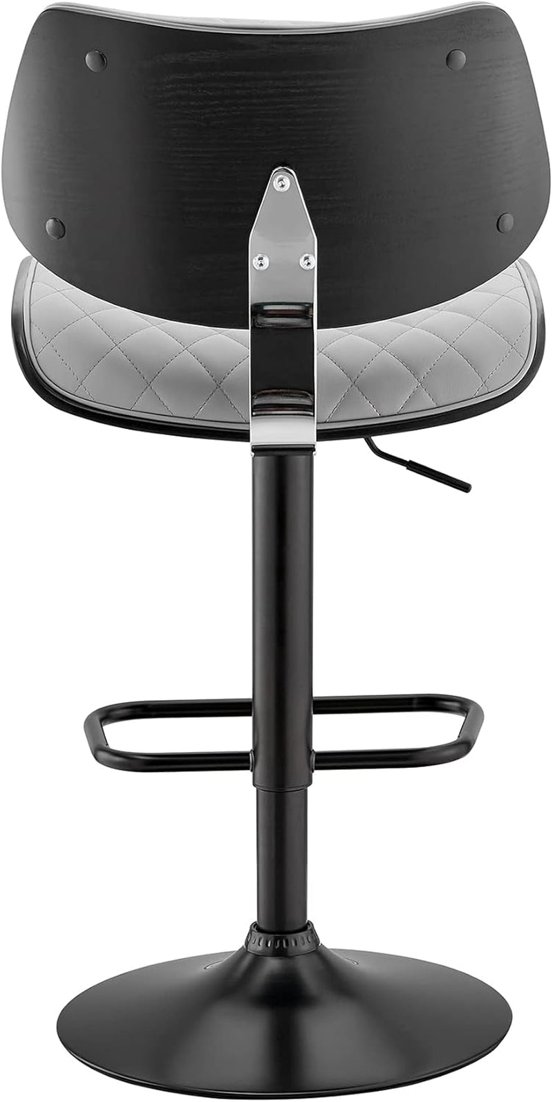 Grey Faux Leather Swivel Bar Stool With Adjustable Height