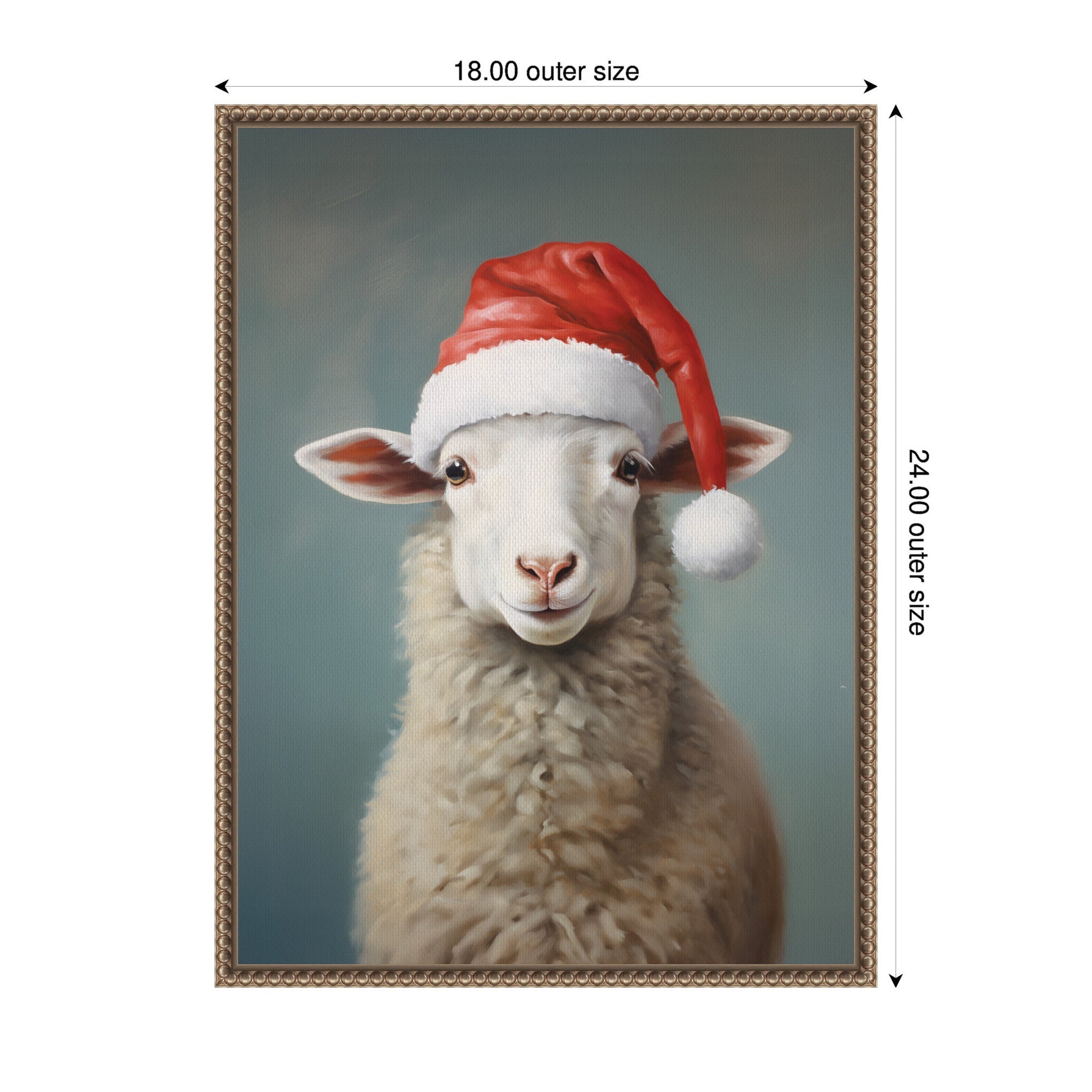 Sylvie Beaded Sweet Sheep Santa Hat Framed Canvas by The Creative Bunch Studio