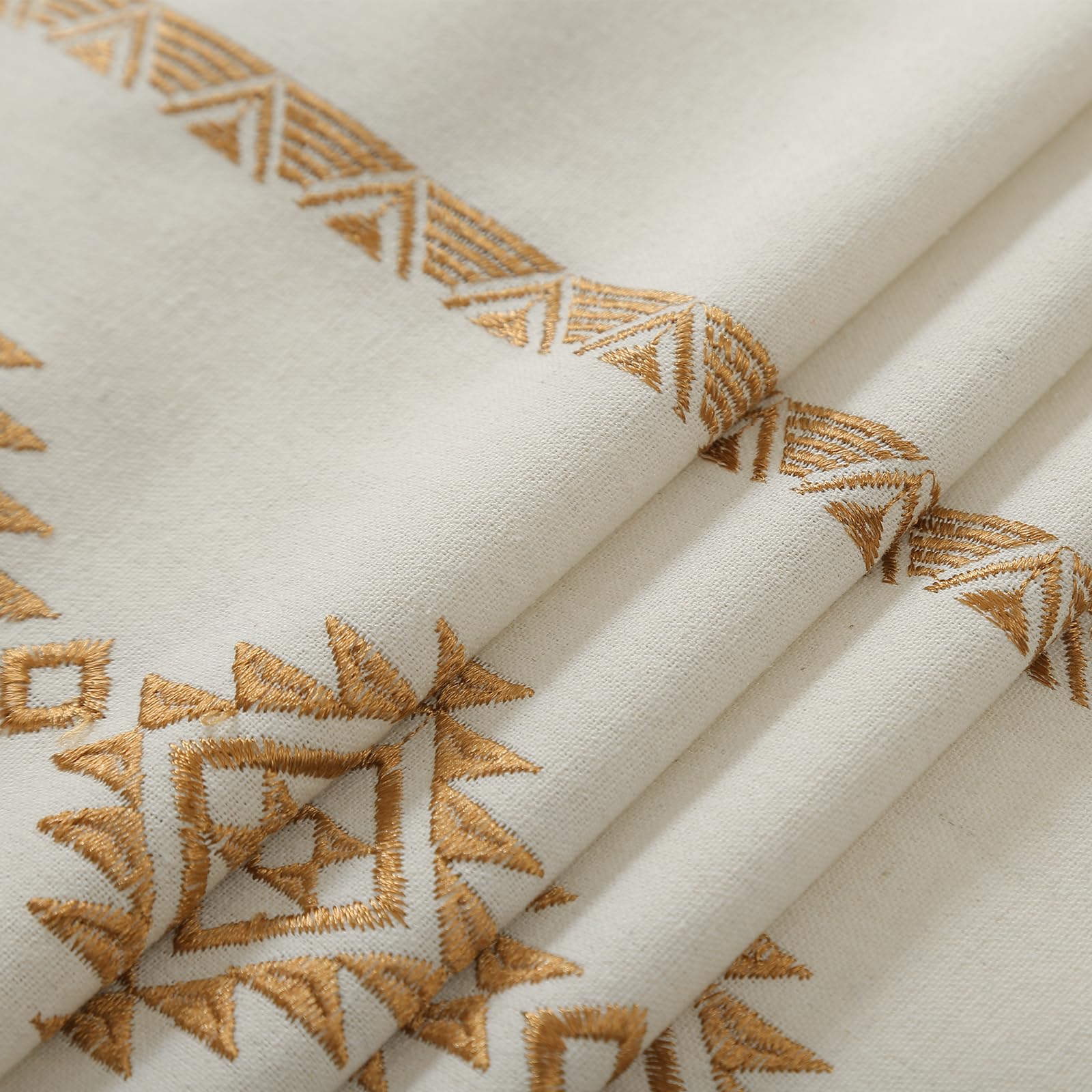ColorBird Boho Embroidered Gold Brown Curtains 52x63in 2 Panels Set